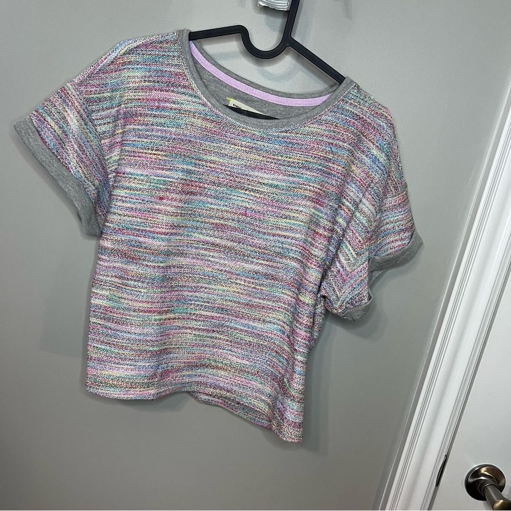 Anthropologie Pink and Gray Boxy knit T-Shirt